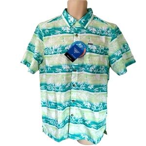 Columbia PFG Mens Shirt Size Small Super Slack Tide Camp Lime Glow Fish Stripe